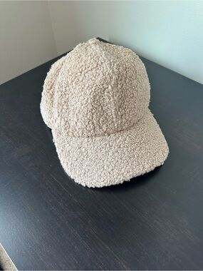 Cozy Sherpa Baseball Cap in Beige
